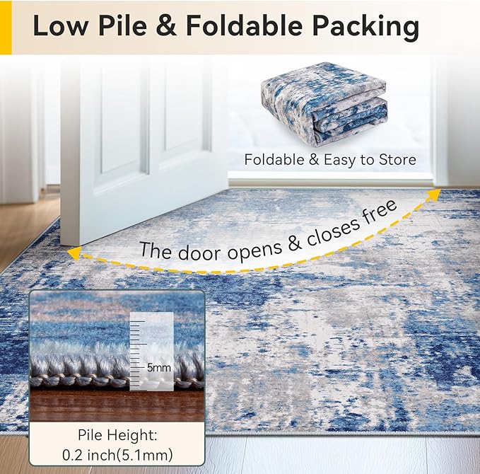 Washable Area Rugs 2'x4' Non-Slip Modern Abstract Soft - Image 6
