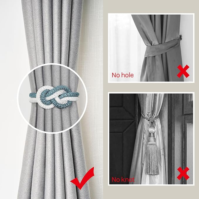 NICEEC 2 Pack Mini Magnetic Curtain Tiebacks Nordic Simple Style Drape Tie - Image 2