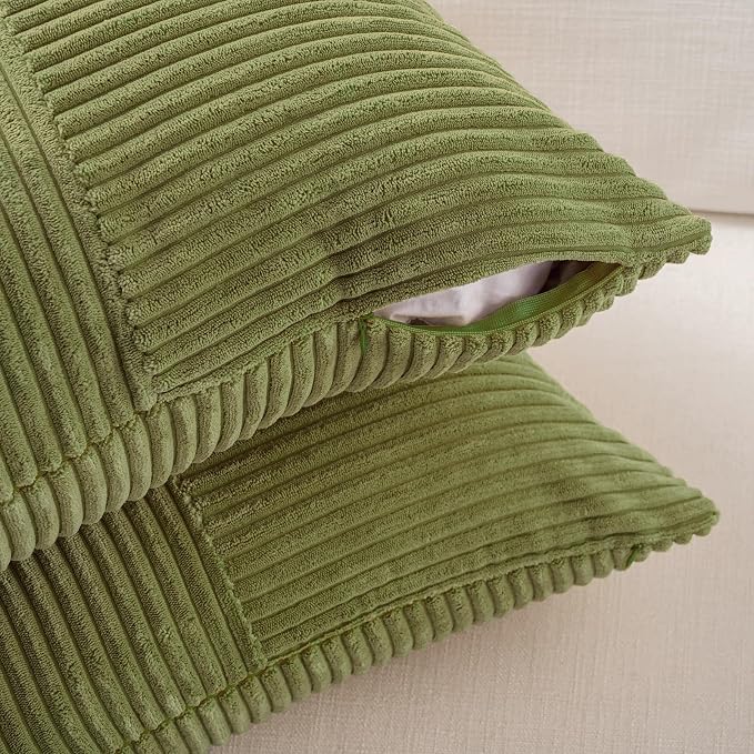 Fancy Homi 2 Packs Moss Green Long Lumbar Decorative Throw Pillow Covers 16x24 - Image 3