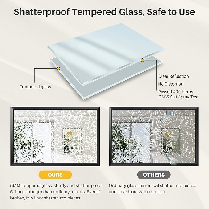 40x30 Inch Black Bathroom Mirror for Wall, Thick Metal Framed Rectangle Mirrors for Over Sink, Bedroom, Living Room, Entryway, Anti-Rust, HD Tempered Glass