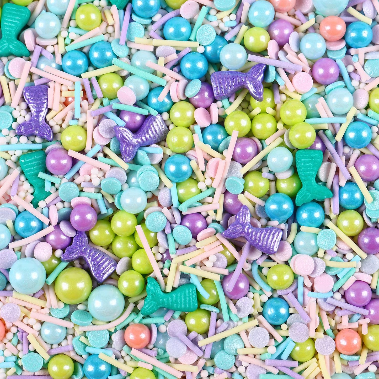 Edible Mermaid Sprinkles for Cake Decorating, Mermaid Cupcake Decorations, Pearl Sprinkles, Jimmy for Cupcakes, Cookies, Chocolate, Candy, and Ice Cream Topping(120g/4.23oz)