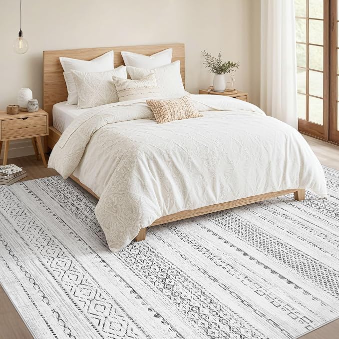 Nakagishi 10x12 Area Rug Living Room: Washable Boho Large Neutral Modern Soft - Image 5