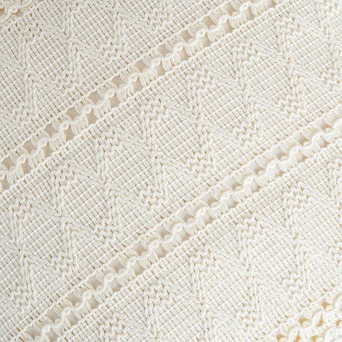 Fancy Homi Set of 1 Boho Cream Lumbar Decorative Throw Pillow Cover 12x20 Inch - Image 4