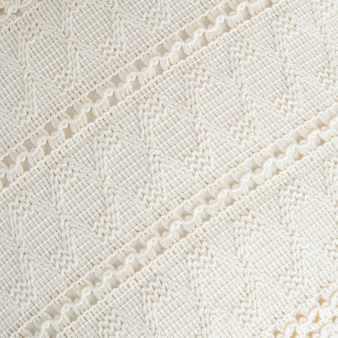 Fancy Homi Set of 1 Boho Cream Decorative Throw Pillow Cover 16x16 Inch - Image 4