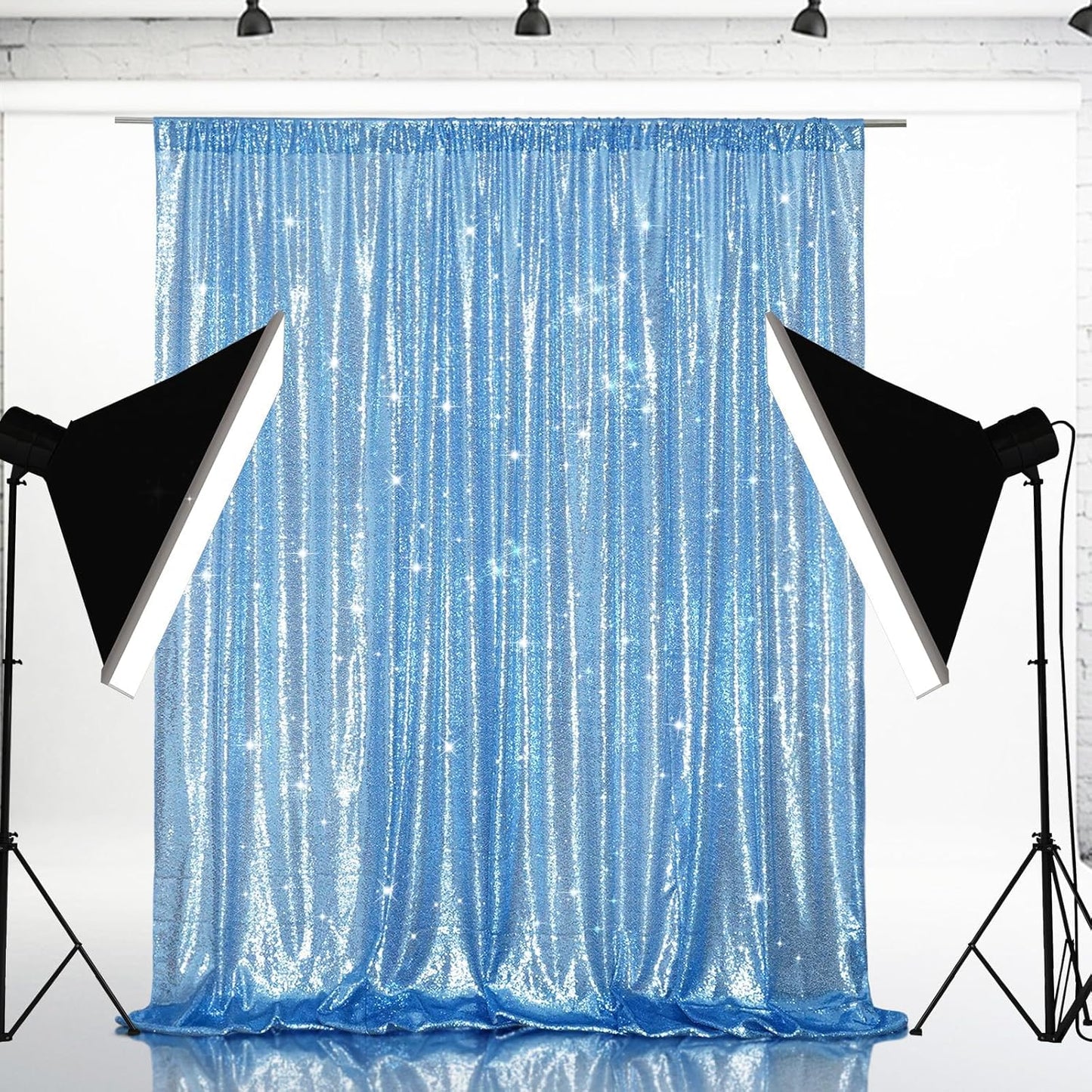 Eternal Beauty Baby Blue Sequin Backdrop, 20x10 Ft Glitter Background Curtains for Shimmer Photography Party Wedding Birthday Back Drop Decor