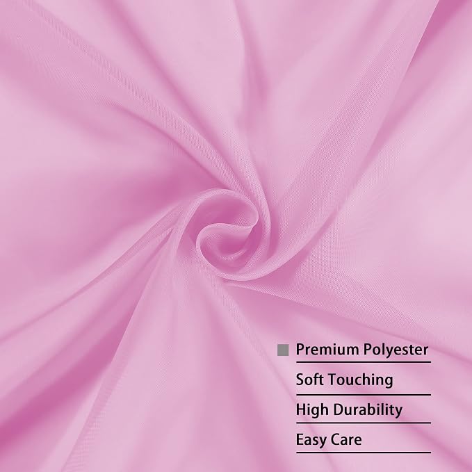 OWENIE Pink Sheer Curtains 96 Inch Length, Elegant Sheer Curtains - Image 3