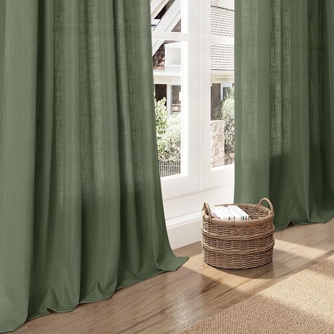Nanspring Forest Green Linen Curtains - Image 4