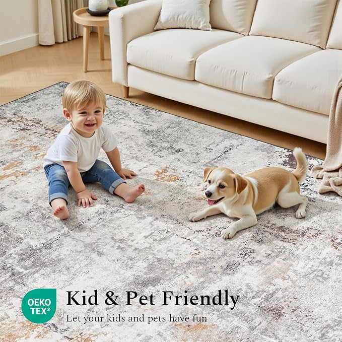 Rugflix 8x10 Area Rugs for Living Room, Washable Large Rug Stain-Resistant Low - Image 6