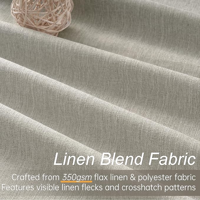 Topfinel 90 Inches Linen Curtains 100% Blackout Curtain - Image 2