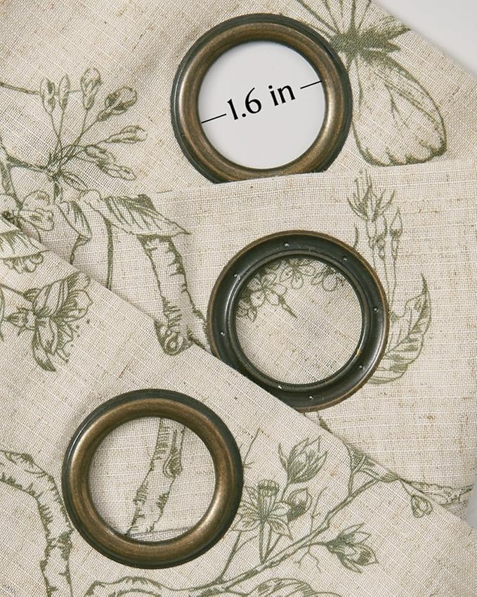 jinchan Floral Linen Curtains for Living Room 63 Inch Length Butterfly Sage - Image 6