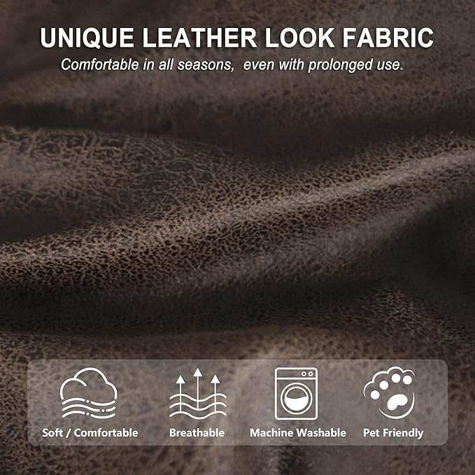 Leather Look Couch Cushion Covers Sofa Seat Slipcovers Sets Couches Furniture - Image 4