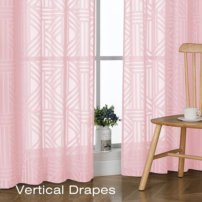 Simplebrand Blush Semi Sheer Curtains 96 Inches Long 2 Panels, Light Filtering - Image 5