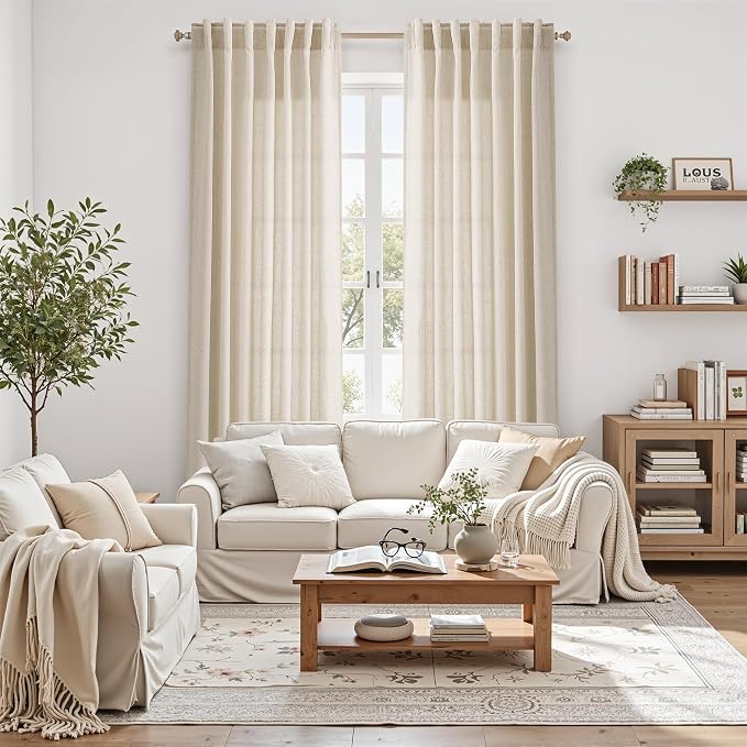 Nanspring Linen Curtains 84 Inch Length 2 Panels Set - Image 6