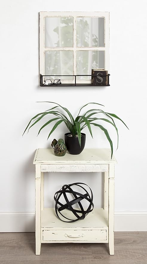 Kate and Laurel Idabelle Wood Side Table with Drawer, Cream