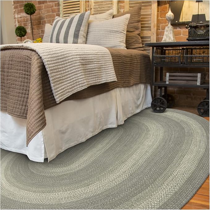 Grey Cloud Oval Braided Rug, 6x9' - Grey, Handmade with Jute - Warm Farmhouse Decor, Perfect for Living Rooms and Dining Rooms - Pet Friendly and Easy to Clean