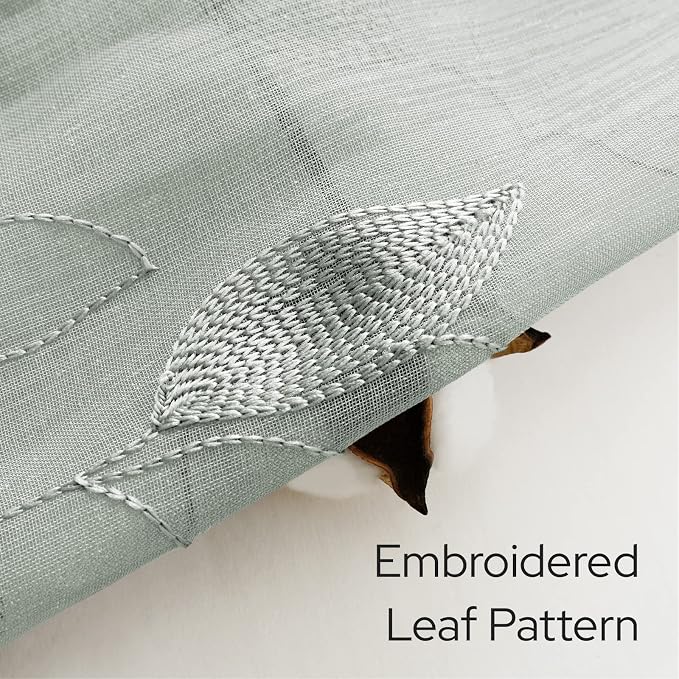 HOMEIDEAS Sage Green Sheer Kitchen Curtains 30 X 24 Inch Length 2 Panels - Image 3