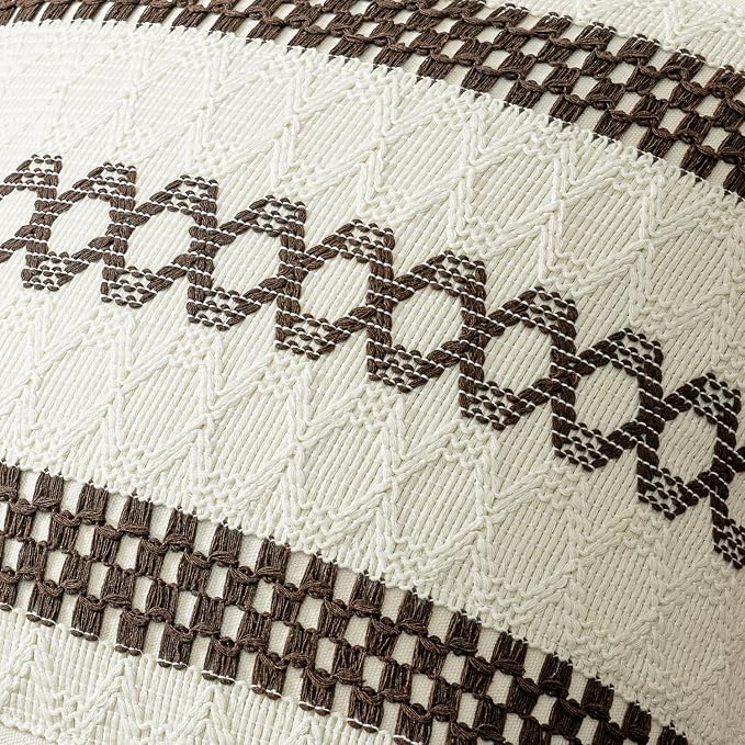 MIULEE Set of 2 Dark Brown Boho Decorative Lumbar Pillow Covers 12x20 Inch - Image 4