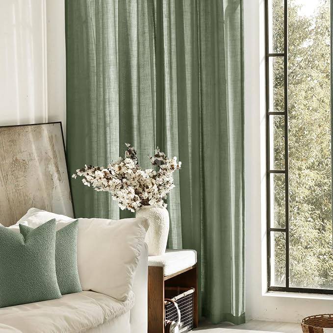 Olive Green Curtains 120 inch Length 2 Panels - Image 7