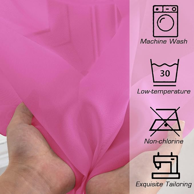 Simplebrand Hot Pink Sheer Curtains 72 Inches Long 2 Panels - Image 6