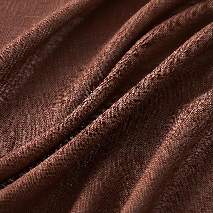 MIULEE Chocolate Brown Linen Curtains 54 Inch Length 2 Panels - Image 4