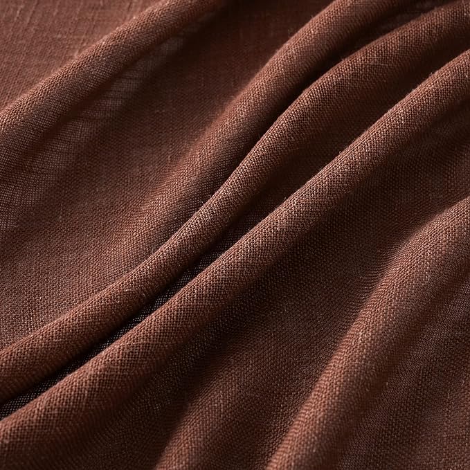 MIULEE Chocolate Brown Linen Curtains 84 Inch Length - Image 4