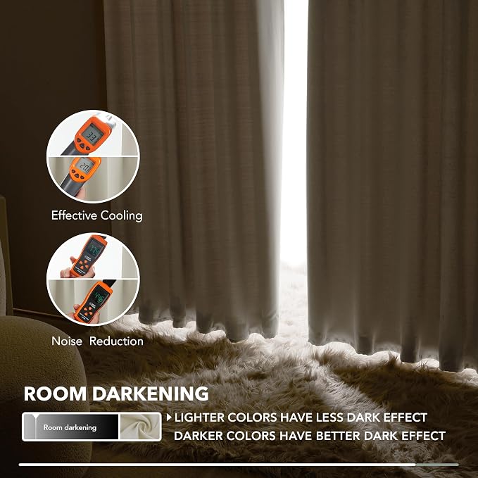 Deconovo Blackout Curtains, Thermal Insulated, W52 x L72 2 Panels, Back Tab - Image 8