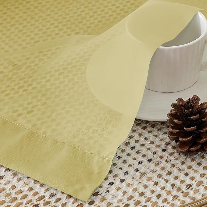 Aiyufeng Yellow Sheer Curtains 63 Inches Long 2 Panels Set, Semi Transparent - Image 3