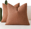 Foindtower Pack of 2 Textured Boucle Throw Pillow Covers Accent Solid Pillow Cases Decorative Cozy Soft Couch Cushion Case for Chair Sofa Bedroom Living Room Home Decor 20x20 Inch Burnt Orange Hazel