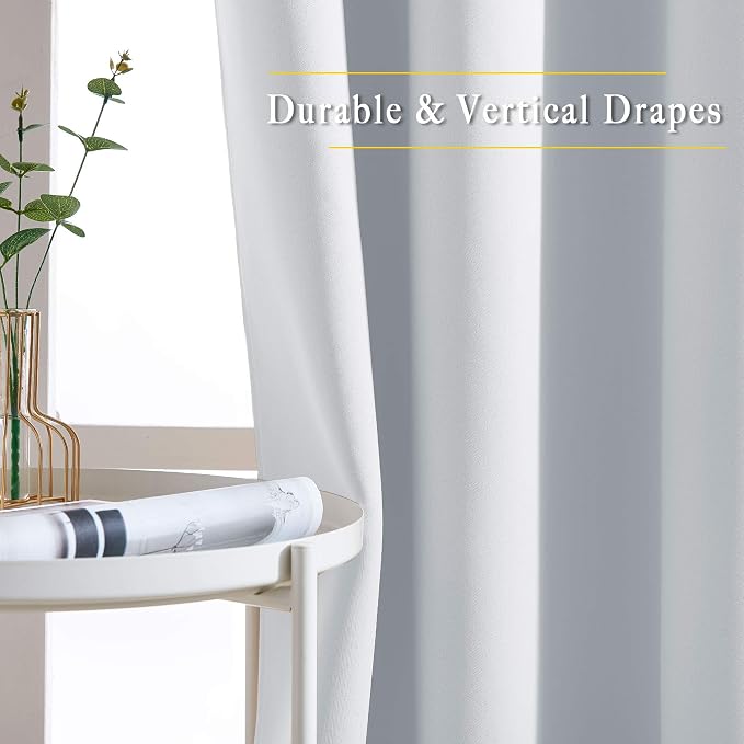 NICETOWN Room Darkening Greyish White Curtains - Image 5