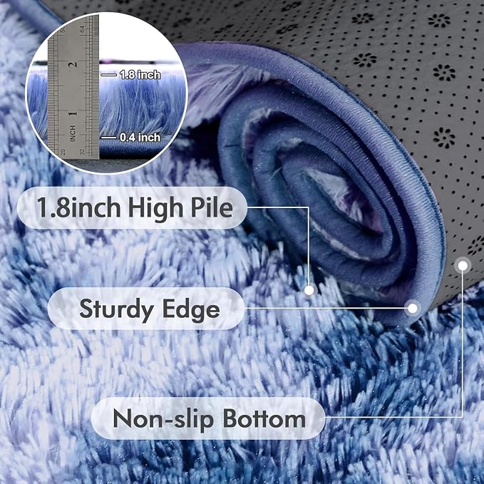 5x7 Ft Blue Shag Rugs for Bedroom Living Room Decor, Ultra Soft Fluffy Furry - Image 6