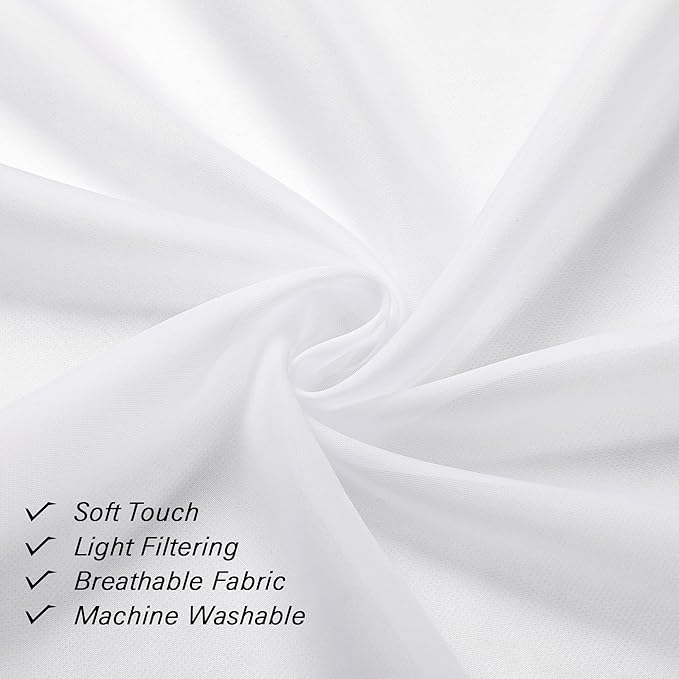 Lecloud White Sheer Curtains 72 Inches Long 2 Panels, Light Filtering Voile - Image 3