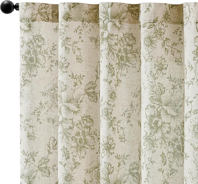 jinchan Linen Blend Floral Curtains - Image 7
