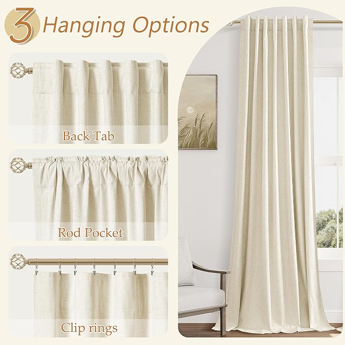 Guken 100% Blackout Curtains 63 Inch Length 2 Panels Set - Image 6