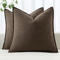 MIULEE Decorative Linen Pillow Covers 18x18 Inch Dark Coffee Chocolate Boho by MIULEE