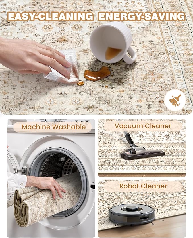 Washable Rugs 8x10 Area Rugs for Living Room, Non-Slip Backing Large Rug for - Image 8