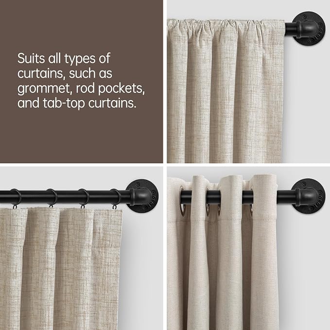 Zeerobee Curtain Rods for Windows 144 to 168, 1 Inch Industrial Wrap Around - Image 8