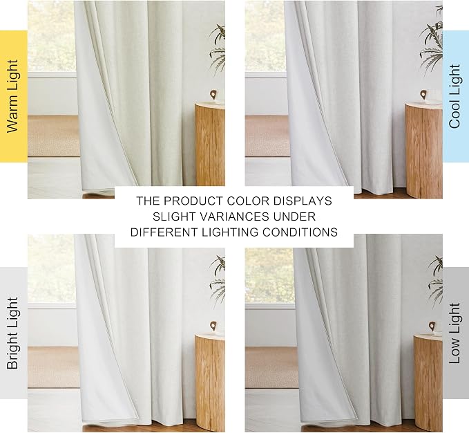NICETOWN Extra Long Linen 100% Blackout Curtains 102 inches Length 2 Panels Set - Image 9