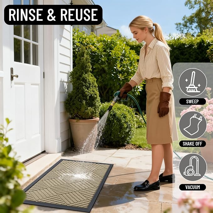 OLANLY Front Door Mat Outside Entrance 59x23, Heavy Duty Sturdy Natural Rubber - Image 7