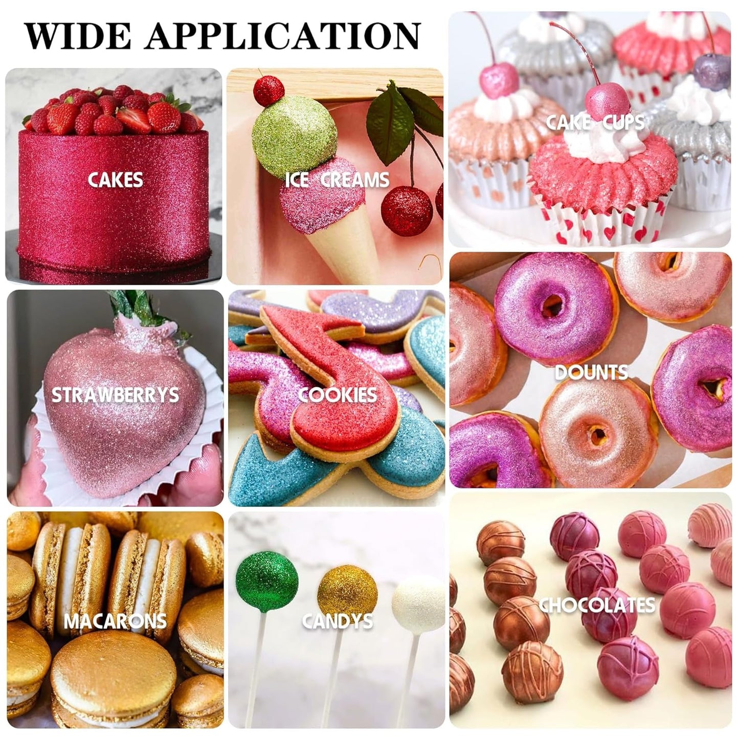 Edible Glitter - 30g / 1oz Luster Dust Edible Glimmer Powder for Sparkling Drinks, Foods, Wine, Cake - Food Grade Shimmer Dust Powder for Baking, Beverage, Cookies Decoration