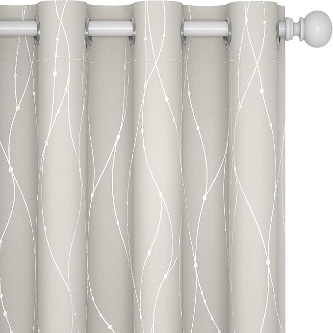 Deconovo Room Darkening Curtains, Farmhouse Boho Beige Curtain, Thermal by Deconovo