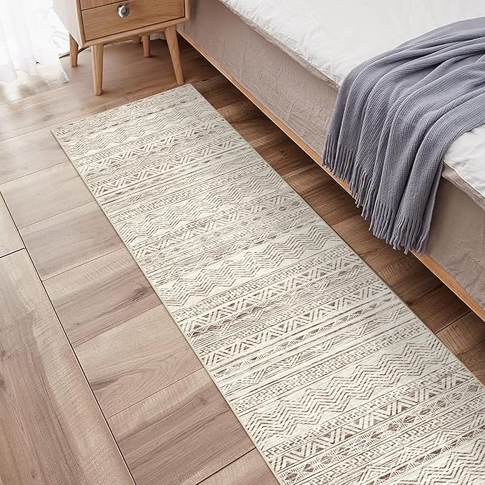 Washable Moroccan Runner Rug 2'6"x8'- Non Slip Living Room Rugs Bedroom Carpet by Ksrau