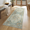 GENIMO 2x10 Runner Rugs for Hallway, Machine Washable Non Slip Vintage Rugs, Low Pile Lightweight Soft Print Rug for enrtyway, Corridor, Home Office, Kitchen,Ash Blue