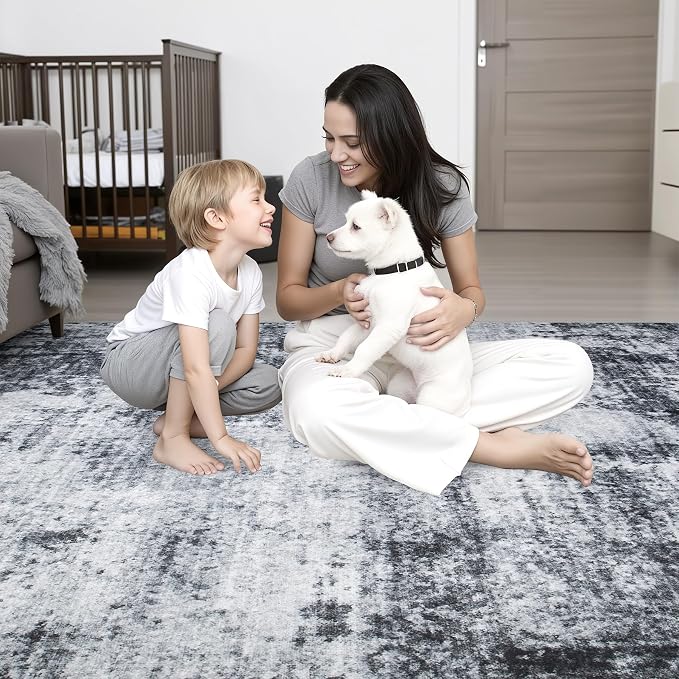 4x6 Area Rug Living Room Rug: Washable Modern Abstract Soft Thin Rug Indoor - Image 7