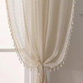 WAZZIO Boho Lace Curtains 108 Inch 2 Panel, Light Filtering Privacy Tassel & by WAZZIO