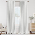 Guken Off White 100% Blackout Linen Curtains 120 Inch Length 2 Panels Set by Guken