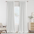 Guken Off White 100% Blackout Linen Curtains 90 Inch Length 2 Panels Set by Guken