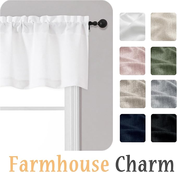 OWENIE White Valances for Windows 1 Pcs 22 Inch Length, Light Filtering - Image 8