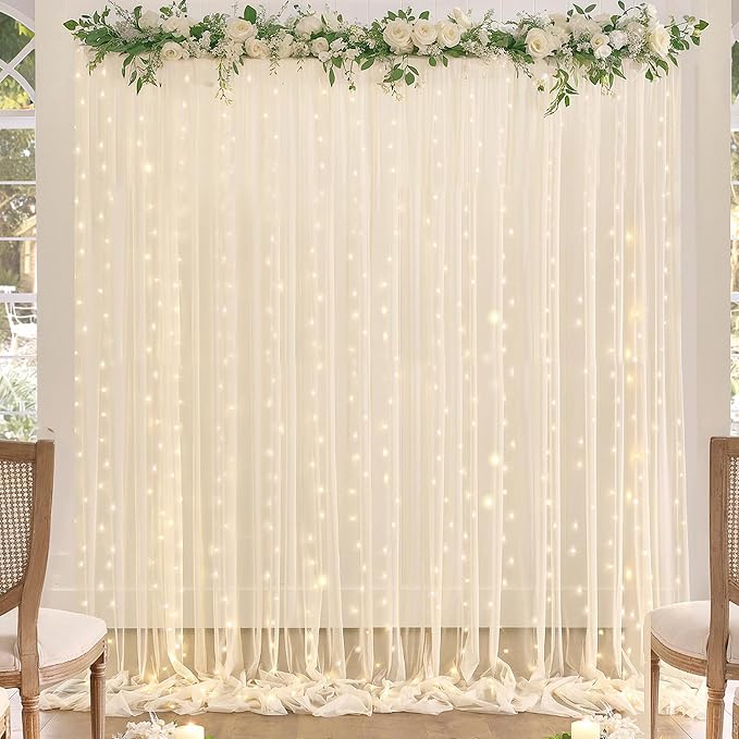 20ft x 15ft Champagne Tulle Backdrop Curtain - Image 5