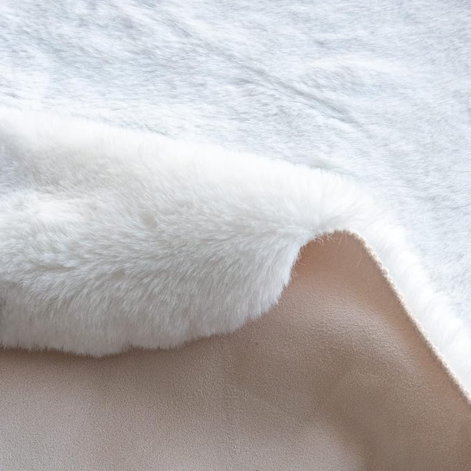 ORINOVA White Faux Bunny Fluffy Fur Rug Washable Area Rugs - Image 6