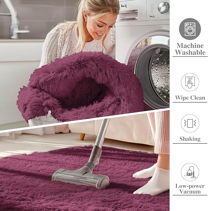 OLANLY Area Rugs for Living Room Bedroom, Machine Washable 4x5.9 ft Soft Fluffy - Image 2